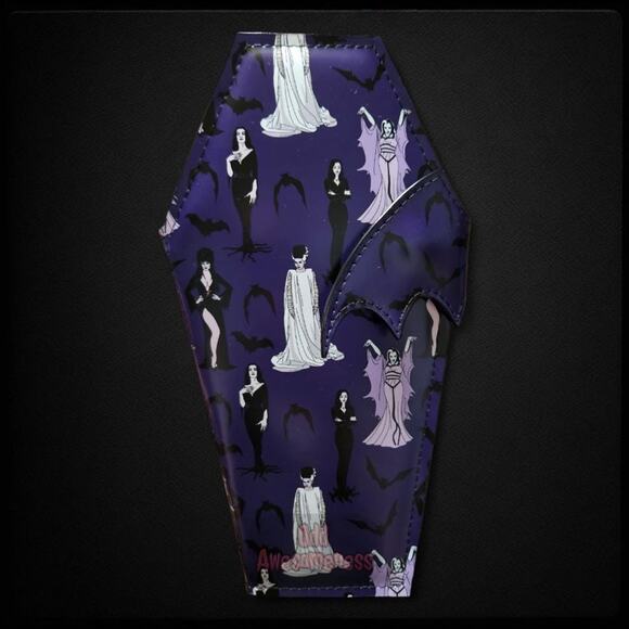 Purple Coffin Wallet Ladies of Horror Bats Cult Classic Movie Halloween Goth Alt - Picture 3 of 7
